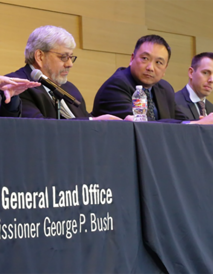 2019 National Disaster Recovery Conference. Left to right: Keith Porter (author), Donald Leifheit Jr (FEMA), Michael Ku (FEMA), Gabriel Maser (ICC), and Jim Olk (Cities of Lucas, Texas, and Garland, Texas).